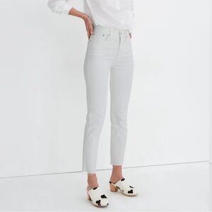 Madewell Women's The Perfect Vintage Crop Jeans In White Raw Hem Edition Size 31